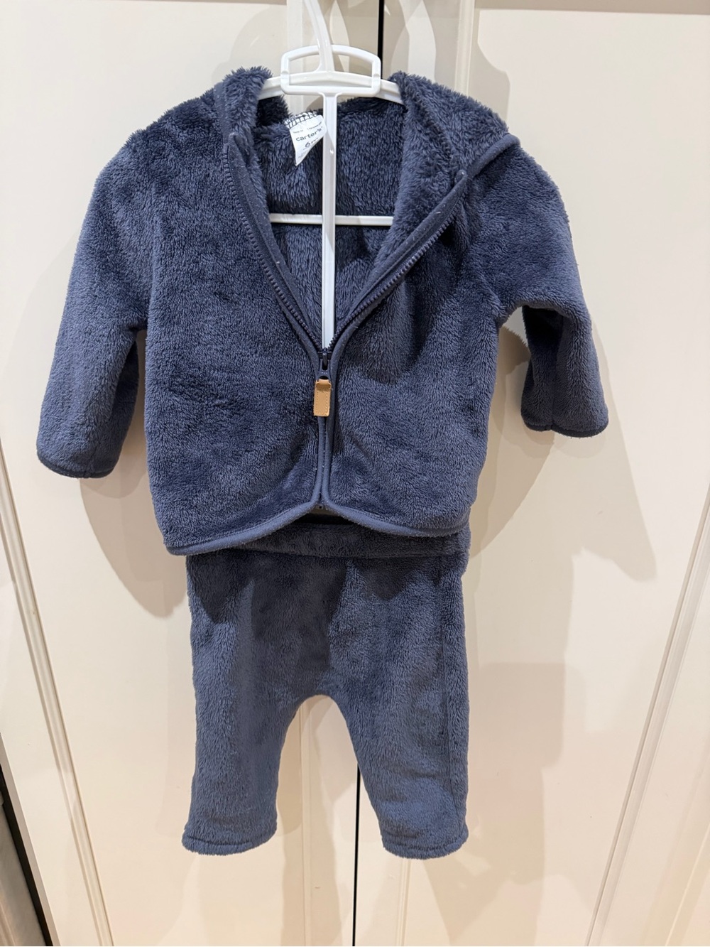 Carter's 6m Plush Hooded Zip-Up Baby Jacket and matching pants - Blue